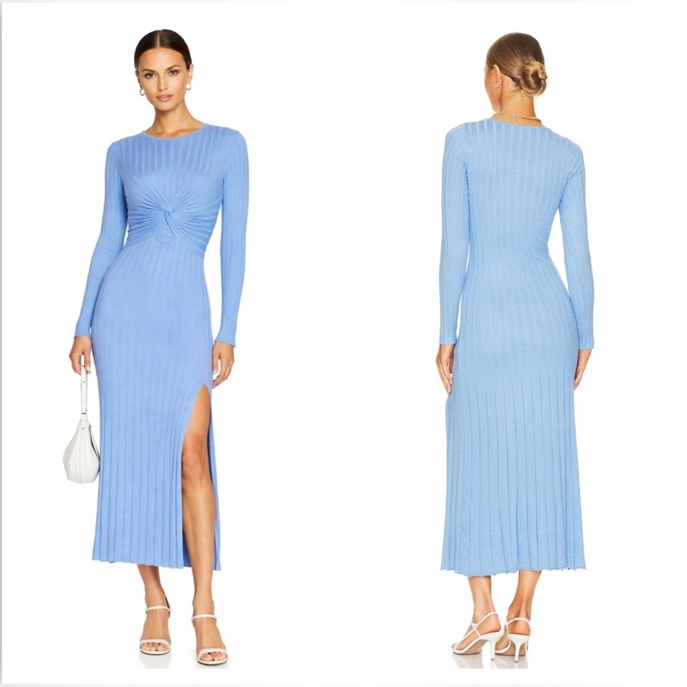 $239 Sovere Recline Knit Midi Dress Blue Size XL Wedding Guest Cocktail Party